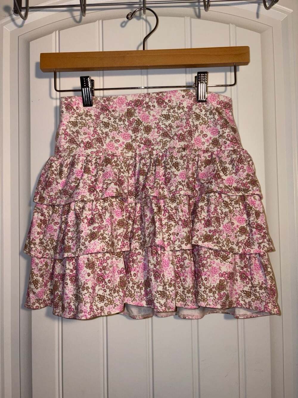 JoyLab Women's Floral Ruffle‎ Mini Skirt with Built-in Shorts